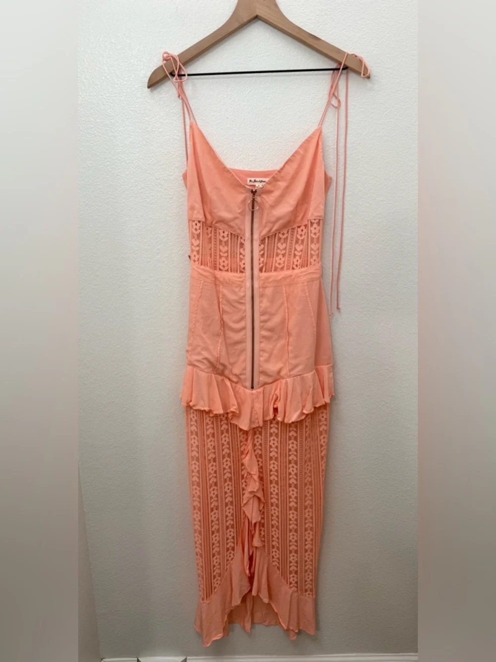 lovebird lace midi dress For Love & Lemons Peach Lovebird Lace Midi Dress Small